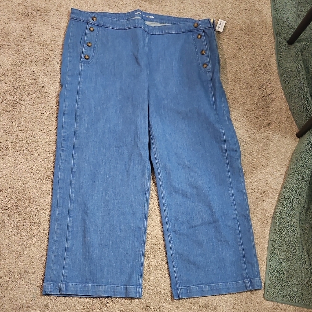 Old Navy Blue Button-Detail Wide-Leg Pants